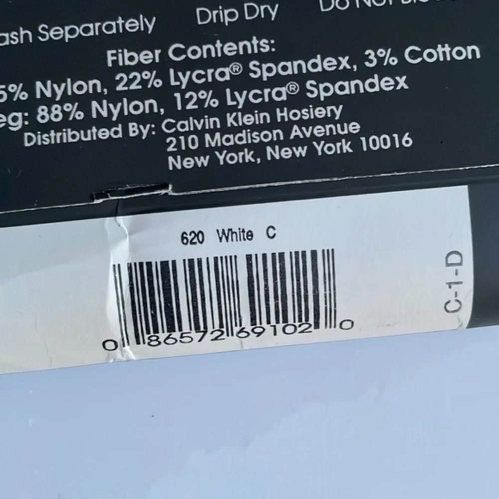 Calvin Klein‎ Ultra Sheer Light Lycra Control Top Pantyhose Size C White Vtg New